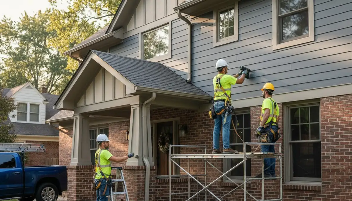 Vinyl siding installation by Cincinnati, OH siding contractors on a residential home