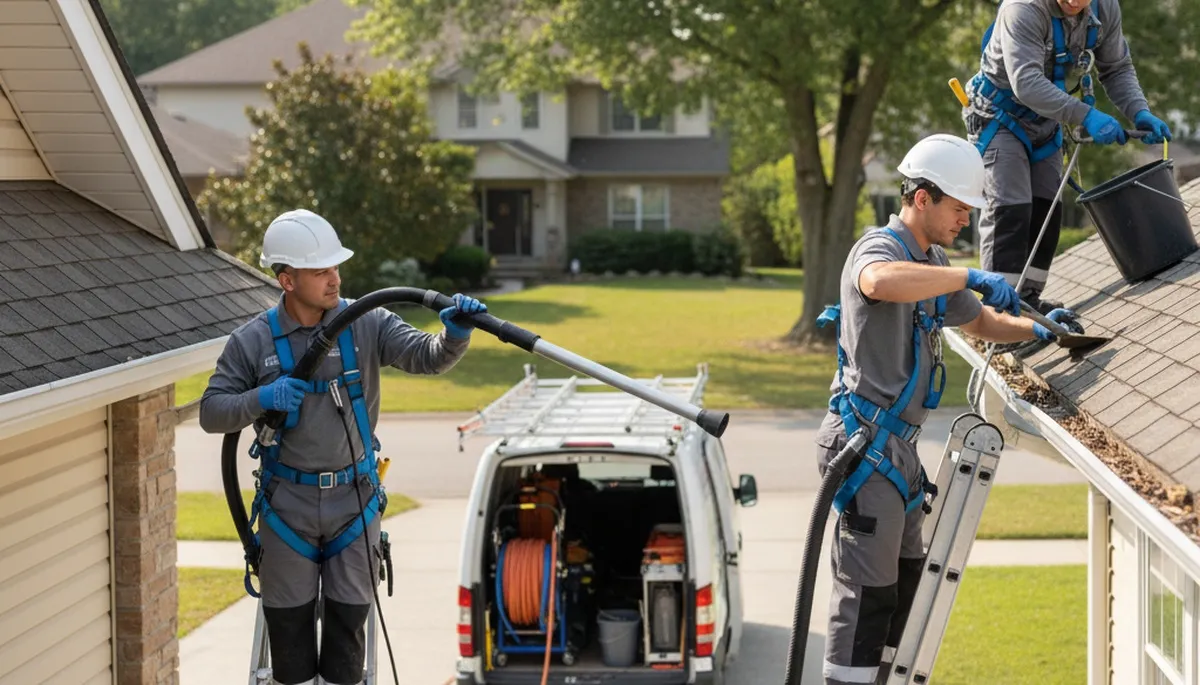 Cincinnati, OH gutter cleaning service by FX Remodeling & Exteriors for clear, properly functioning gutters