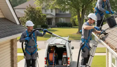 Cincinnati, OH gutter cleaning service by FX Remodeling & Exteriors for clear, properly functioning gutters