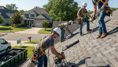 Roof installation crew in Cincinnati, OH installing durable roofing for local weather protection